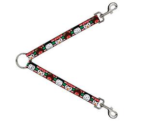 Divisor de correa para perro de Navidad, pingüino, reno, muñeco de nieve, rayas, rojo, blanco, negro, 1 pie de largo, 1 pulgada de ancho