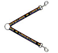 Divisor de correa para perro Love is Love Heart Black Rainbow 1 pie de largo 1 pulgada de ancho