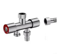 Divisor de grifo de lavadora, 1 entrada, 2 salidas, acero inoxidable 304, válvula de doble control, conexión rápida y tuerca giratoria, uso de lavandería en el baño (B)