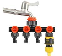 Divisor de grifo, divisor de manguera de 4 vías, conector de aspersor de goteo de válvula de 4 vías resistente para el hogar, suelo, patio, lavado de coches, familia