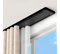 Divisor de habitación ajustable de doble riel para montaje en techo, división de 2 capas que reduce el ruido para dormitorios y zonas de bahía, 100-420 cm (negro, 9.2 pies) - Diseño recto moderno