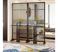 Divisor de habitación de madera maciza natural de suelo a techo con Sto ideal para casa de té, cafetería, hotel, estudio (72 x 28.3 pulgadas)