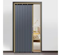 Divisor de habitación para puerta de acordeón, pantalla de privacidad deslizante de metal con bloqueo para puerta, despensa, granja, cobertizo, granero, diseño que ahorra espacio