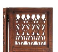 Divisor de habitaciones de 3 piezas, de madera maciza de mango y MDF con lacado marrón, tallado a mano, 120 x 165 cm, elegante y duradero para salón, dormitorio u oficina