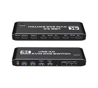 Divisor de interruptor HDMI Conmutador KVM compatible con HMI, 4K, 60Hz, 2 puertos, Monitor Dual, USB 3,0, conmutador KVM 1080P, conmutador KVM USB HMI con puerto USB 3,0, 2x2 USB para reproductor de