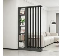 Divisor de la Sala de Pared con Estante de Almacenamiento, Columna de Pantalla de partición del salón de Entrada Piso al Techo, Hecho de Madera Maciza, fácil de ensamblar (A Black + Gray, 120cm)