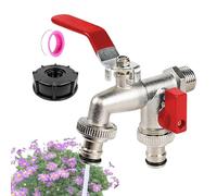 Divisor de manguera de jardín, conector de manguera con válvulas, grifo de riego de aleación de zinc de metal para invernadero al aire libre, RV lavado de automóviles