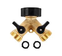 Divisor de manguera de jardín de 2 vías, conector de latón resistente, divisor de grifo, válvulas en Y con arandela de goma adicional
