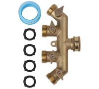 Divisor de manguera de jardín de 4 puertos resistente con válvula de bola individual que controla todo el cuerpo de latón y componentes de acero inoxidable para mayor durabilidad