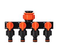 Divisor De Manguera De Jardín De Servicio Pesado A 4 Vías - Adaptador De Espiga De Manguera Con 4 Válvulas | Divisor De Grifo | Equipo De Riego Del Conector De Grifo A Prueba De Fugas Para El Césped A