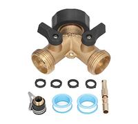 Divisor de manguera de jardín resistente, conector en Y de latón de 2 vías, grifo para riego al aire libre (Enchufe europeo)