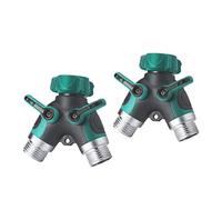 Divisor de manguera en Y de 2 vías, conector de manguera de jardín con cómodo agarre de goma para grifo al aire libre, aspersor y sistemas de riego por goteo (paquete de 2)