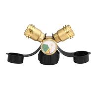 Divisor de propano - Adaptador divisor en Y para tanque de propano con válvulas, válvula de cierre de latón, piezas de repuesto para estufas portátiles a prueba de fugas, accesorios para acampar en