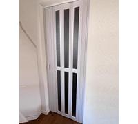 Divisor de puerta plegable de acordeón, divisor de habitación a prueba de mascotas para patio, baño, lavandería, pantalla deslizante con asa