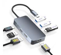 Divisor de puerto de pantalla para monitores duales, estación de acoplamiento USB C de doble puerto de visualización para portátiles Dell/HP/Mac, estación de acoplamiento 7 en 1 4K a 60 Hz, monitor