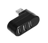 Divisor de puerto USB, 3 puertos USB 2.0 giratorio, convertidor USB a 3USB de 90° 180° 270° para PC, portátil, tableta (negro)