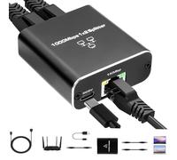 Divisor de red LAN 1 a 2,Gigabit Ethernet, 1000 Mbps RJ45 LAN con cable de alimentación USB, divisor LAN para ordenadores, routers, set top box, TV digital