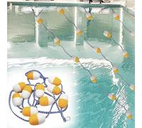 Divisor de Seguridad para Piscina con Boyas y Cuerda Flotante, Separador de Carril de Carrera de natación de 29,5 pies, Cuerdas de Piscina Blancas y Amarillas con 2 Ganchos de Acero Inoxidable para