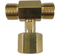 Divisor de tanque de latón W21.8-14 a M22-14, adaptador de montaje en T roscado de 3 vías para regulador de acuario de cerveza casera, conector de salida dual con