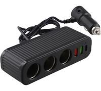 Divisor de Toma de mechero de Coche de 3 Puertos, Cargador multipuerto para Coche, 3 Tomas de mechero, Puerto USB de Carga rápida PD, diseño con Cable Largo para una conducción cómoda