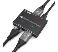 Divisor DisplayPort 1.4 DP a HDMI con alimentación Micro USB, compatible con modos SST y MST para extender la configuración de pantalla.