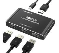 Divisor DisplayPort 1 en 3 salidas, 8K a 60Hz DSC, triple pantalla MST, adaptador multimonitor DisplayPort, modo extendido/espejo para escritorios/tarjetas gráficas (AMD/Intel), para HP/Dell/Mini PC