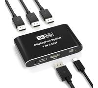 Divisor DisplayPort 1 en 3 salidas, divisor de puerto de pantalla para monitores triples, soporta 8K a 60Hz DSC y 4K a 120Hz modo extendido/espejo, DP 2.1 MST Hub, 3 adaptadores de monitor para laptop