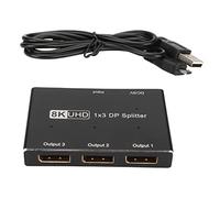 Divisor DisplayPort 1x3, concentrador MST SST DP 1.4, Divisor de DisplayPort Triple para Sistemas, Android e iOS, Compatible con 8K a 30 Hz y 4K a 144 Hz, con alimentación