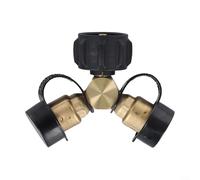 Divisor en Y de tanque de propano hecho de latón con dos válvulas individuales para controlar el flujo de gas a dos aparatos como parrillas, estufas, quemadores y calentadores