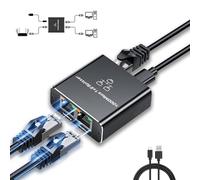Divisor Ethernet de 1 a 2, 2 puertos 1000 Mbps RJ45 LAN divisor de Internet Gigabit Ethernet Switch divisor de red con cable de alimentación tipo C para computadora, concentrador, interruptor, router,