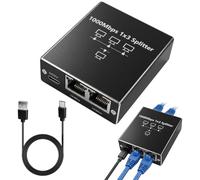 Divisor Ethernet de 1 a 3 salidas RJ45 divisor de red de 1000 Mbps de alta velocidad Internet LAN interruptor de red con cable de alimentación USB C extensor Ethernet de 3 puertos para computadora Top