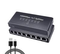 Divisor Ethernet Gigabit | Concentrador de Internet de 8 Puertos,Adaptador De 1000 Mbps, Conexión Plug and Play, Extensor Portátil para Escritorio Pared Streaming Casa Portátil Exterior TV