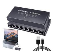 Divisor Ethernet Gigabit | Divisor de Cable Ethernet de 8 Puertos - Adaptador De 1000 Mbps, Conexión Plug and Play, Extensor Portátil para Escritorio Pared Streaming Casa Portátil Exterior TV