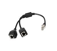 Divisor Ethernet RJ45 de 0,25 m de 1 a 2 puertos para redes de enchufe, equipo adaptador de puerto para enrutador de computadora, decodificador o decodificador de 1 macho a 2 hembra