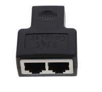 Divisor Ethernet Rj45 de 1 a 2 en PC y Plástico Negro | Conector para Dos Equipos, Instalación Rápida, Uso en Cableado Escolar y Oficina, Formato Compacto
