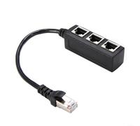 Divisor Ethernet RJ45 negro de 24 cm 1 a 3, chapado en oro para emi que protege ABS/carcasa de metal para redes multidispositivo