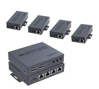 Divisor extensor HDMI de 1 x 4, extiende la señal HDMI de 1080P a través de un solo cable CAT 5e/6/7 hasta 200 m, con bucle HDMI y control IR