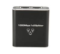 Divisor Gigabit, 1000 Mbps 1 en 2 Salida Puerto RJ45 Divisor de Red de Aleación de Aluminio con Luz Indicadora de Estado de Trabajo, para Enrutador de Computadora Portátil PC