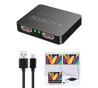 Divisor HDMI 1 en 2 Salidas, 4K 3D 1080P HDMI Splitter Adaptador 1 Entrada 2 Salida con Cable de Alimentación Micro USB,HDMI Splitter 1 in 2 out para Monitor Doble Compatible con HDTV Xbox PS4 PS3 DVD