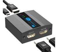 Divisor HDMI 8K 1 en 2 salidas 4k 120Hz, divisor HDMI 2.1 para monitores duales, compatible con gestión EDID HDCP 2.3 HDR 10 para portátiles, PC, TV, cajas, reproductores de DVD, PS5/PS4/PS3