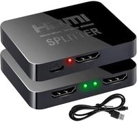 Divisor HDMI SELIACR 1080P full HD, 3D, 4K para monitor doble, compatible con MacBook, Xbox, PS4, PS3, reproductor Blu-Ray, DVD, HDTV, con cable de alimentación micro USB