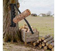 Divisor manual de madera de hierro fundido, soporte de pared portátil, para interior y exterior, incluye 2 asas extraíbles, soporte para leña, guantes y bolsa de leña