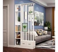 Divisor moderno de madera con estantes integrados y estantes de exhibición para decoración de oficina en casa (sin arte colgante) tablero de madera ecológica, blanco, 39.3 pulgadas de largo x 11.8