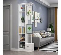 Divisor moderno de madera para pared con estantes integrados y estantes de exhibición para decoración de oficina en casa (sin arte colgante) (tablero pálido, blanco, 23.6 pulgadas de largo x 11.8