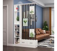 Divisor moderno de pared de madera con estantes integrados y estantes de exhibición para decoración de oficina en casa (sin arte colgante) tablero de madera ecológica, blanco + B, 47.2 pulgadas de