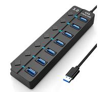 Divisor multipuerto USB 3.0 de 7 puertos con interruptores de alimentación individuales y adaptador de luces, extensión de datos de alta velocidad para Apple MacBook Air MacBook Pro Mac iMac Pro