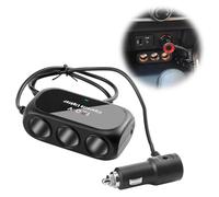 Divisor para encendedor de cigarrillos de coche, 3 enchufes, 120 W, doble USB, adaptador de carga rápida, 12 V/24 V, divisor de toma de corriente para cámara de salpicadero, teléfonos GPS, tabletas