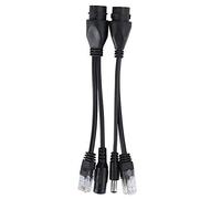 Divisor PoE, Adaptador de Alimentación a Través de Ethernet Adaptador Dividido Cable Adaptador PoE de 12 V para Equipos de Red (Black)