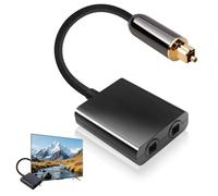 Divisor Toslink Splitter 1 Entrada a 2 Salidas Spdif Splitter de Audio Digital Óptico, Audio Óptico Adaptador con Conectores Dorados para TV, Barra de Sonido, Receptor y Equipo de Sonido
