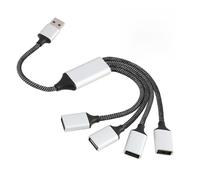 Divisor USB 1 a 4, 0,5 M, Cable USB-A Y con 4 Tomas, Adaptador USB 2.0 para Alimentación Y Transferencia De Datos, Conexión Multi-USB Robusta para Pc, Portátil, Coche Y Accesorios
